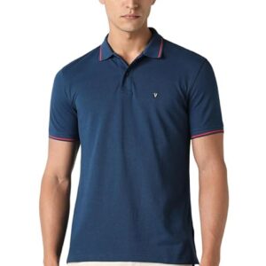 Peter England Men's Snug Fit Solid Polo T-Shirt with Coloured Collar Tipping| Cotton Rich| Premium Pique Weave