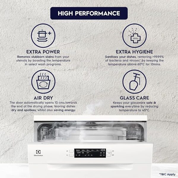 Electrolux 13 Place Settings Dishwasher Machine for Home, Fully Automatic with AirDry, In-Built Heater, White, UltimateCare 300, ESA47220SW - Image 2